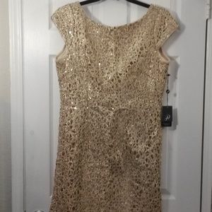 NEW! Adrianna Papell Gold Sequin Dress Size 14 NWT